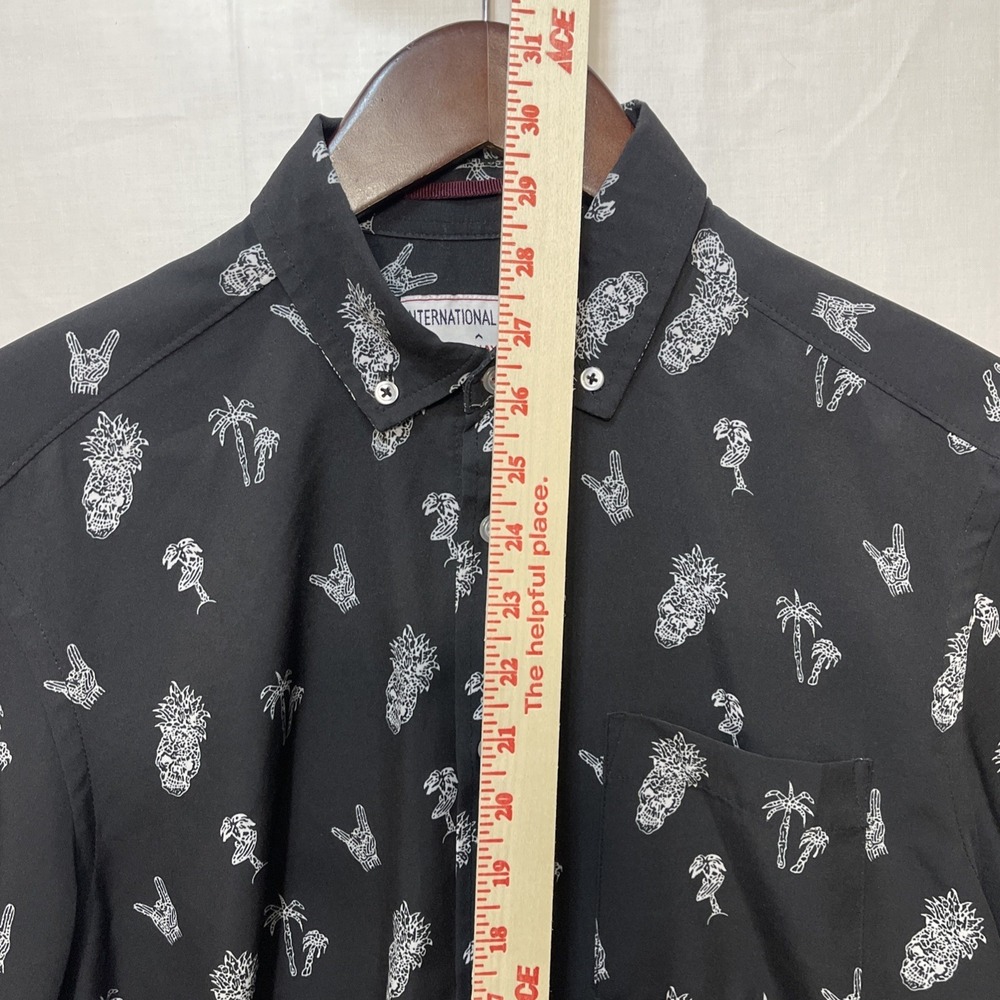International Report Mens Button Down Shirt Medium Black Novelty Print - Picture 5 of 7